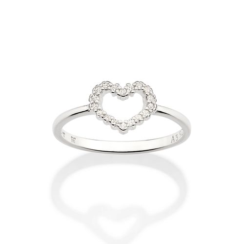 ANEL CORAÇÃO DE PRATA 925 COM ZIRCÔNIAS