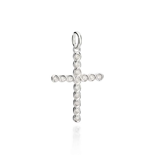 PINGENTE CRUZ DE PRATA 925 COM ZIRCÔNIAS