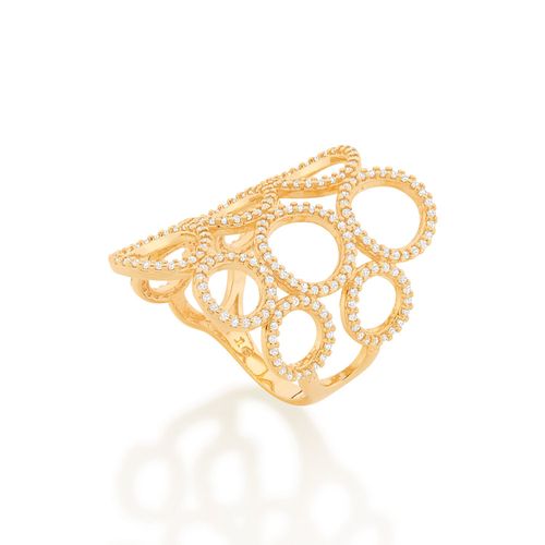 MAXI ANEL CÍRCULOS BANHADO A OURO 18K COM ZIRCÔNIAS