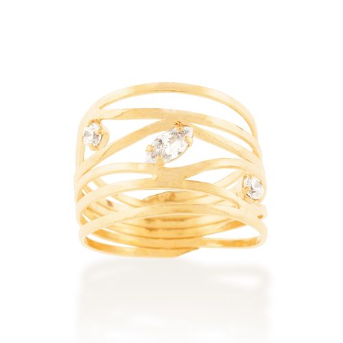 ANEL BANHADO A OURO 18K COM ZIRCÔNIAS