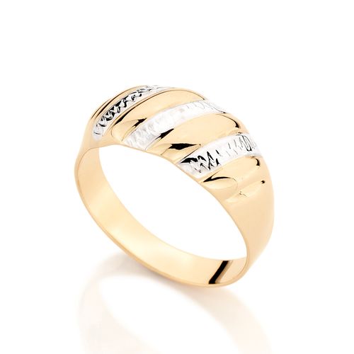 ANEL BANHADO A OURO 18K COM APLICAÇÃO DE RHODIUM
