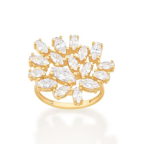 MAXI ANEL  LUXO BANHADO A OURO 18K COM ZIRCÔNIAS NAVETES