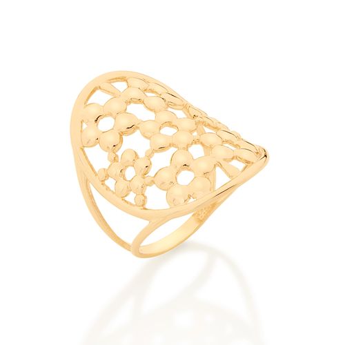 MAXI ANEL FLORES BANHADO A OURO 18K