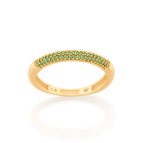 MEIA ALIANÇA BANHADA OURO 18K COM ZIRCÔNIAS