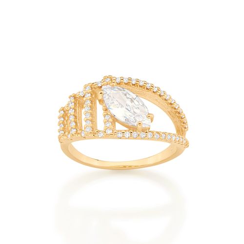 ANEL BANHADO A OURO 18K COM ZIRCÔNIAS