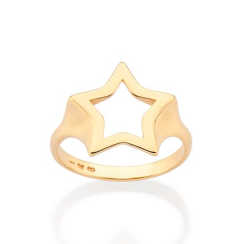 ANEL ESTRELA BANHADO A OURO 18K