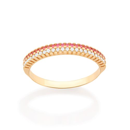 MEIA ALIANÇA BANHADA A OURO 18K COM ZIRCÔNIAS