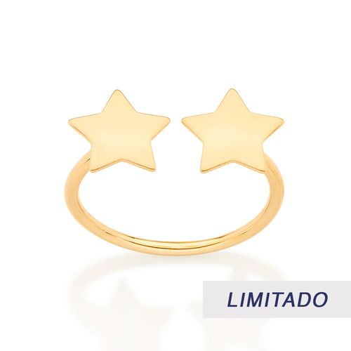 ANEL AJUSTÁVEL ESTRELA BANHADO A OURO 18K