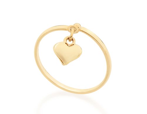 ANEL SKINNY RING BANHADO A OURO 18K COM CORAÇÃO