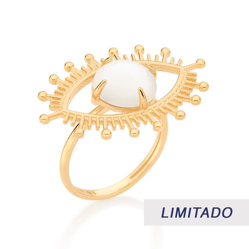 ANEL OLHO GREGO BANHADO A OURO 18K COM MADREPÉROLA NATURAL
