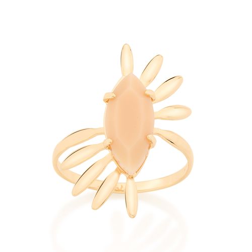 ANEL BANHADO A OURO 18K COM CRISTAL NAVETE