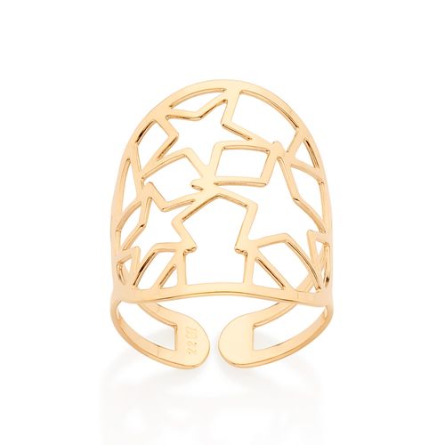 ANEL AJUSTÁVEL ESTRELAS BANHADO A OURO 18K