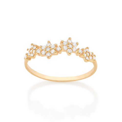 ANEL SKINNY FLORES BANHADO A OURO 18K