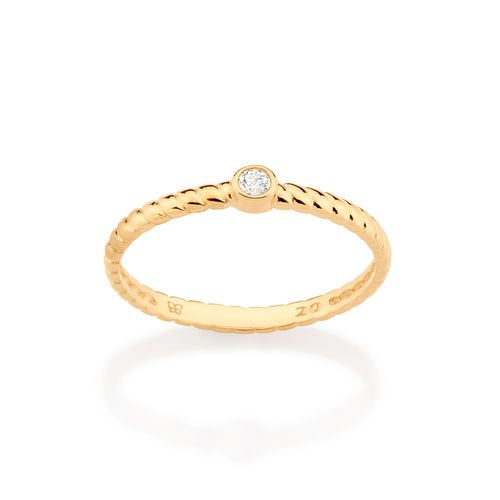 ANEL SOLITÁRIO BANHADO A OURO 18K COM ZIRCÔNIA