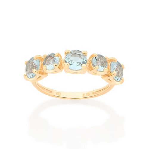 ANEL BANHADO A OURO 18K COM CRISTAIS REDONDOS