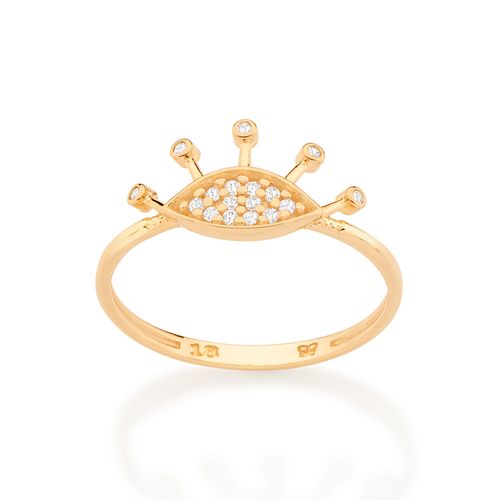 ANEL OLHO GREGO BANHADO A OURO 18K COM ZIRCÔNIAS
