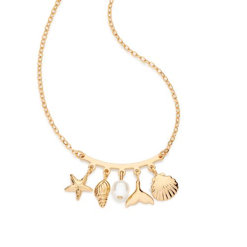 GARGANTILHA ELEMENTOS MARINHOS BANHADA A OURO 18K COM PÉROLA SINTÉTICA