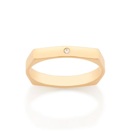 ALIANÇA GEOMÉTRICA BANHADA A OURO 18K COM ZIRCÔNIA