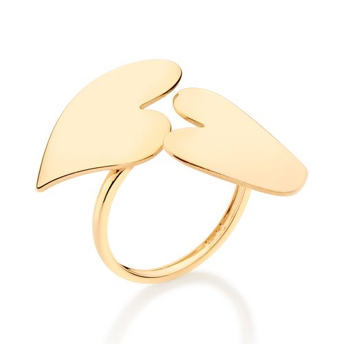 ANEL AJUSTÁVEL CORAÇÕES BANHADO A OURO 18K