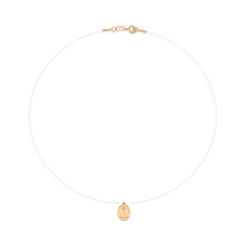 GARGANTILHA FIO NYLON COM NOSSA SENHORA APARECIDA BANHADA A OURO 18K