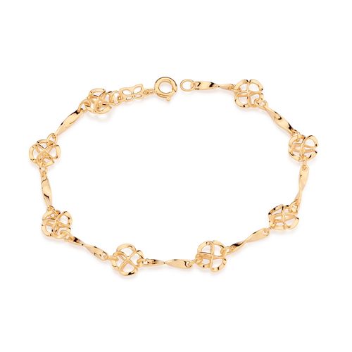 PULSEIRA BANHADA A OURO 18K COM TREVO DE 4 FOLHAS