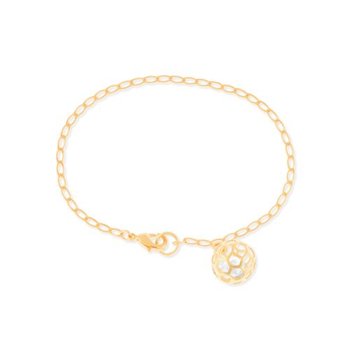 PULSEIRA COM PINGENTE BOLA BANHADA A OURO 18K