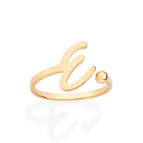 ANEL DE LETRA BANHADO A OURO 18K-LETRA E