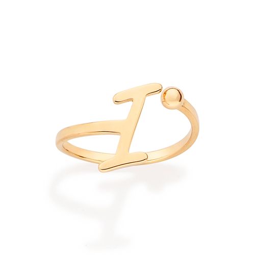 ANEL DE LETRA BANHADO A OURO 18K-LETRA I