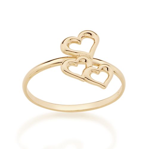 ANEL SKINNY RING BANHADO A OURO 18K COM CORAÇÕES VAZADOS