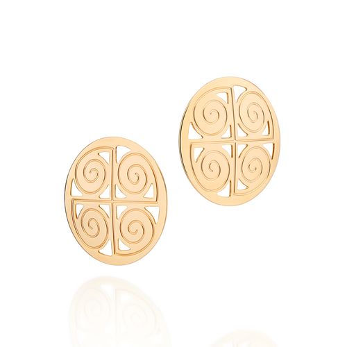 MAXI BRINCO REDONDO ESTILIZADO BANHADO A OURO 18K