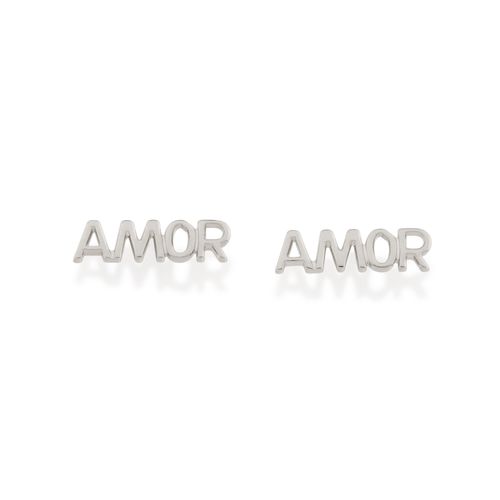 BRINCO AMOR BANHADO A RHODIUM