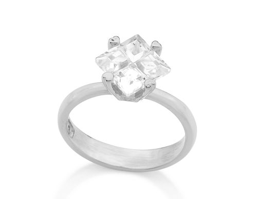 ANEL SOLITÁRIO BANHADO A OURO 18K COM ZIRCÔNIA