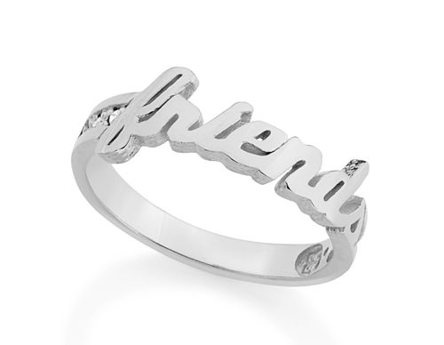 ANEL BANHADO A RHODIUM COM ESCRITA FRIENDS