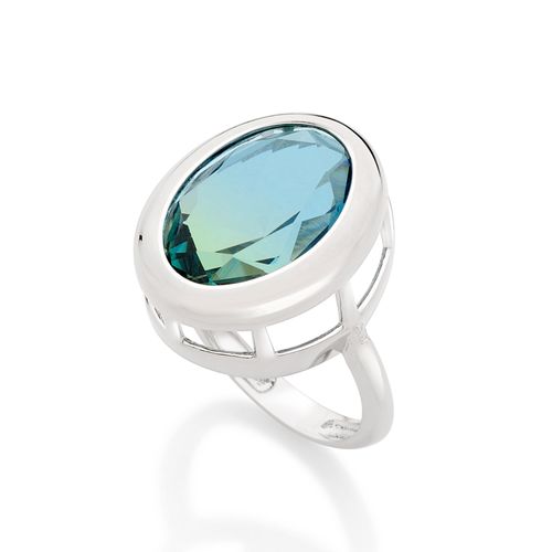 ANEL SOLITÁRIO BANHADO A RHODIUM COM CRISTAL