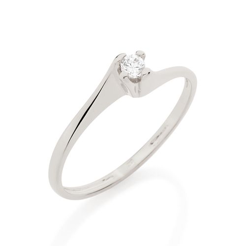 ANEL SOLITÁRIO BANHADO A RHODIUM COM ZIRCÔNIA