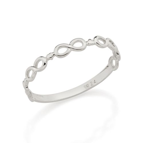ANEL SKINNY RING INFINITO  BANHADO A RHODIUM