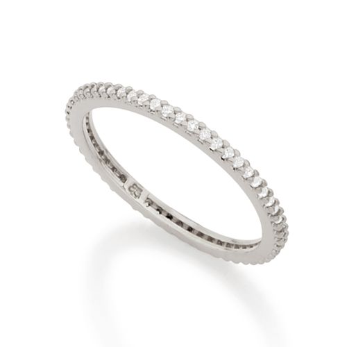 ALIANÇA APARADOR BANHADA A RHODIUM COM ZIRCÔNIAS