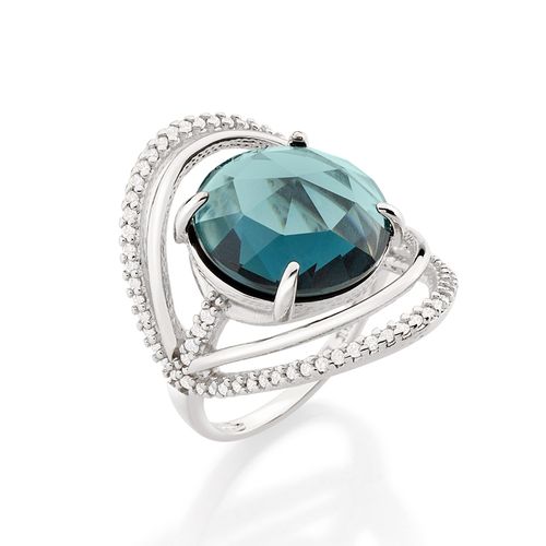 ANEL BANHADO A RHODIUM COM ZIRCÔNIAS E CRISTAL