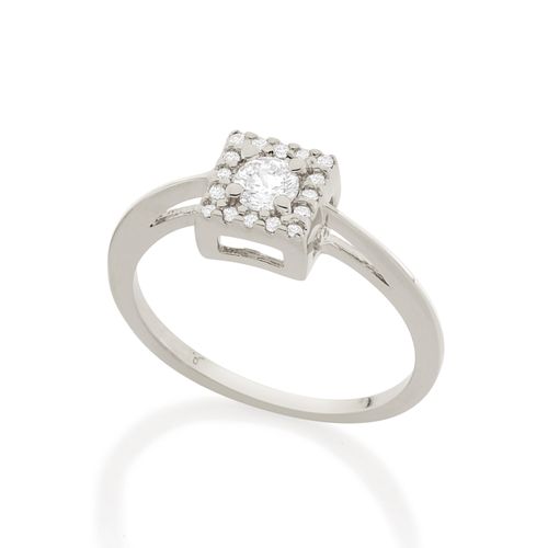 ANEL COM ZIRCÔNIAS BANHADO A RHODIUM