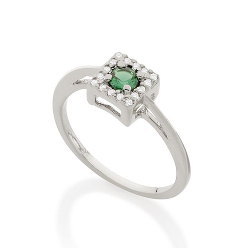 ANEL COM ZIRCÔNIAS BANHADO A RHODIUM