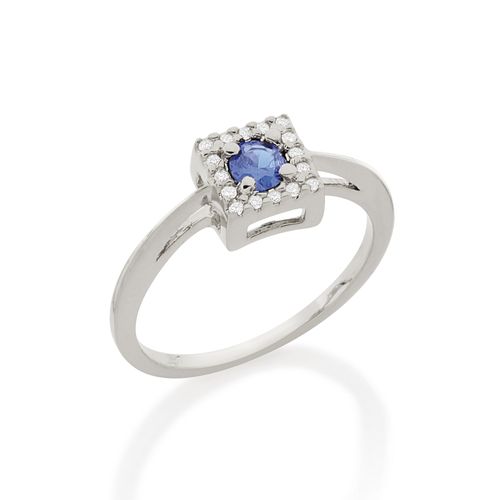 ANEL COM ZIRCÔNIAS BANHADO A RHODIUM