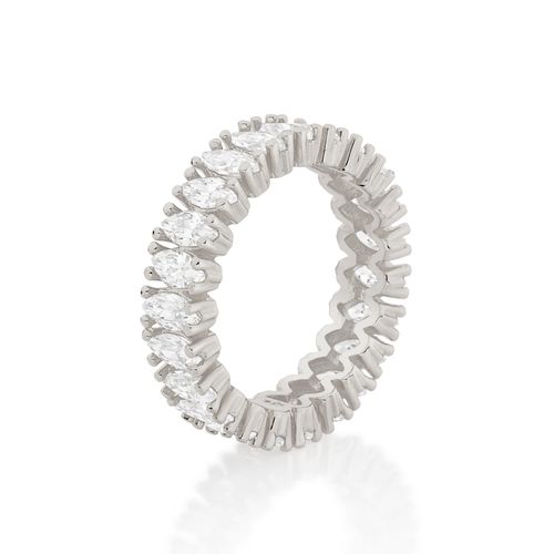 ANEL APARADOR BANHADO A RHODIUM COM ZIRCÔNIAS