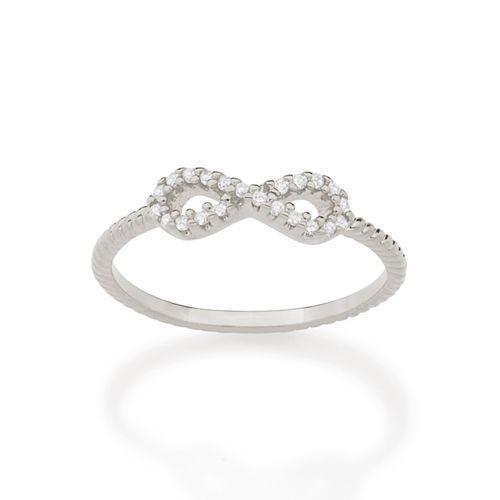 ANEL SKINNY RING INFINITO BANHADO A RHODIUM COM ZIRCÔNIAS
