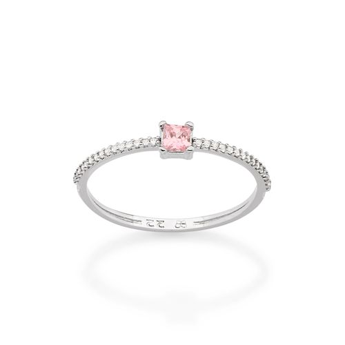 ANEL SOLITÁRIO BANHADO A RHODIUM COM ZIRCÔNIAS