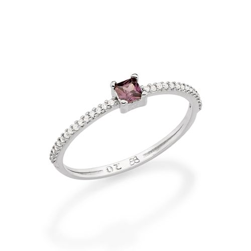 ANEL SOLITÁRIO BANHADO A RHODIUM COM ZIRCÔNIAS