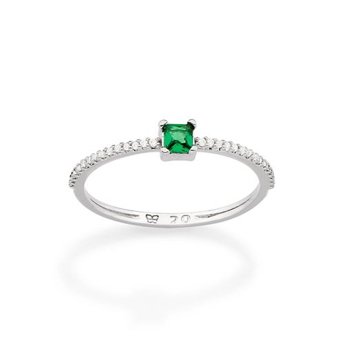 ANEL SOLITÁRIO BANHADO A RHODIUM COM ZIRCÔNIAS