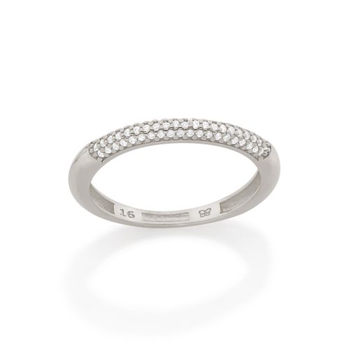 MEIA ALIANÇA BANHADA RHODIUM COM ZIRCÔNIAS