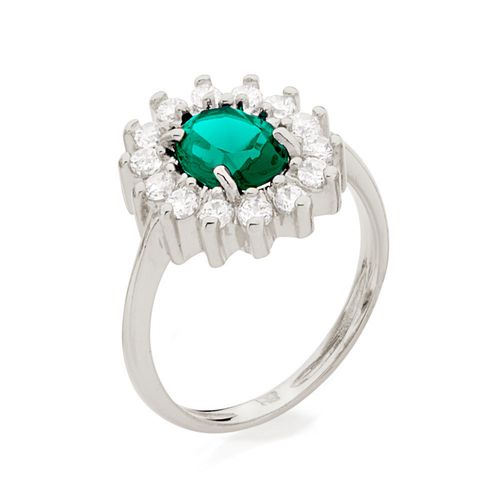ANEL BANHADO A RHODIUM COM CRISTAL E ZIRCÔNIAS