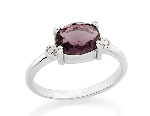 ANEL SOLITÁRIO BANHADO A RHODIUM COM CRISTAL E ZIRCÔNIAS