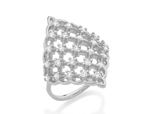 MAXI ANEL BANHADO A RHODIUM COM ZIRCÔNIAS